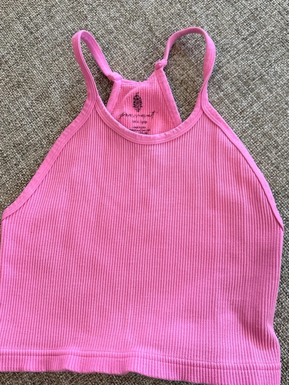 FP Movement by Free People Ribbed Pink Crop Tank - Picture 1 of 3
